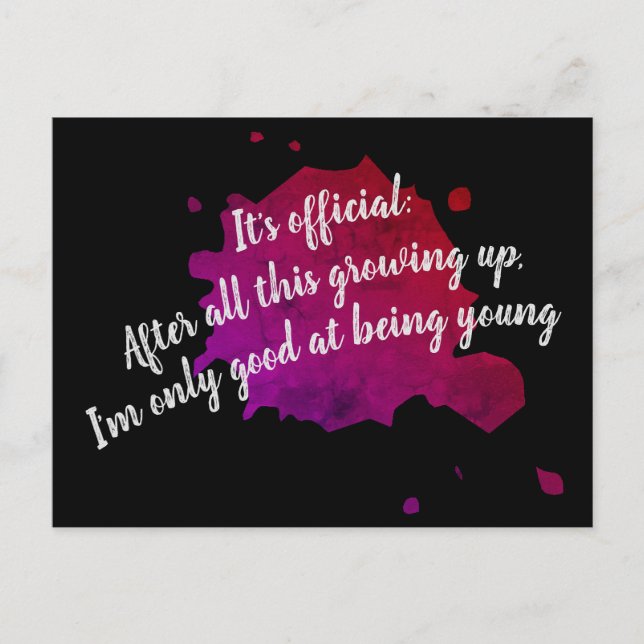 Nur gut, jung zu sein postkarte (Vorderseite)