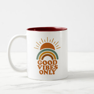 Nur gute Bilder - Retro Boho Sun Regenbogen Design Zweifarbige Tasse
