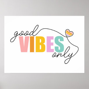 Nur gute Schwingungen Regenbogenherz Poster