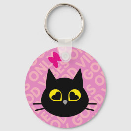 NUR GUTE VIBEN! Funny Black Cat Key Ring Schlüsselanhänger