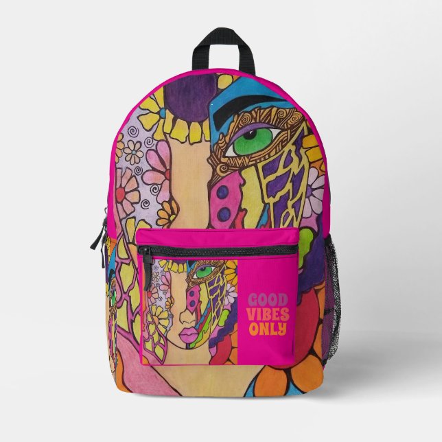 Nur gute Vibes Bedruckter Rucksack (Vorderseite)