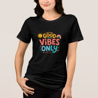 Nur gute Vibes Damen Schwarz T-Shirt Tri-Blend Shirt