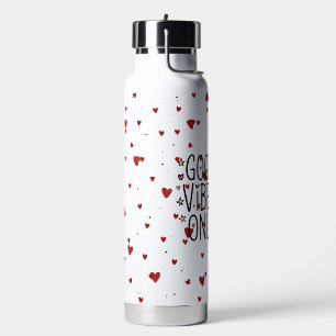 Nur Gute Vibes Farbige Regenbogen-Herzen Wasserfla Trinkflasche