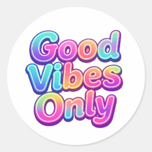 Nur Gute Vibes Farbige Typografie Geschenk Design Runder Aufkleber
