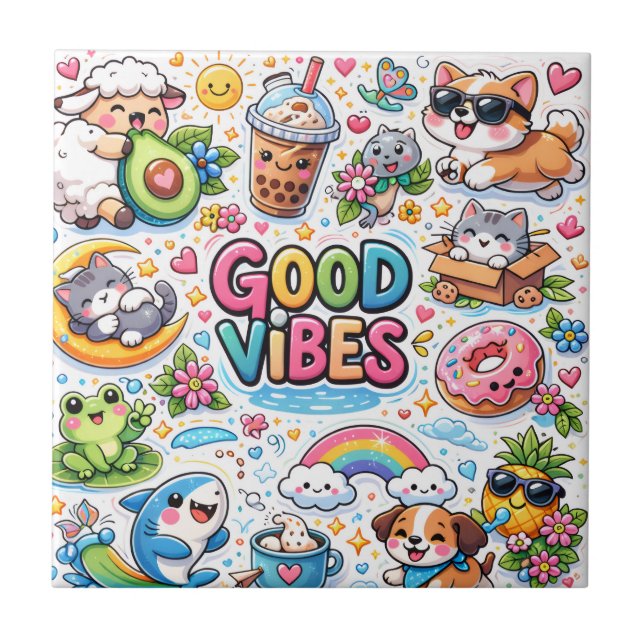 Nur gute Vibes  Fliese (Vorderseite)