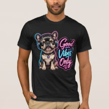 Nur gute Vibes Französische Bulldogge Neon-Typogra
