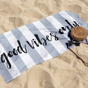 Nur gute Vibes Grauer Streifen Strandtuch