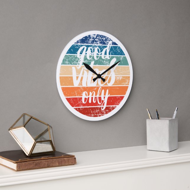 Nur gute Vibes Große Wanduhr (Büro)