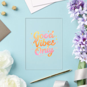 Nur Gute Vibes Helle Farbige Zitat Geschenk Design Acryleinladungen