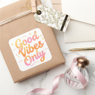 Nur Gute Vibes Helle Farbige Zitat Geschenk Design Quadratischer Aufkleber