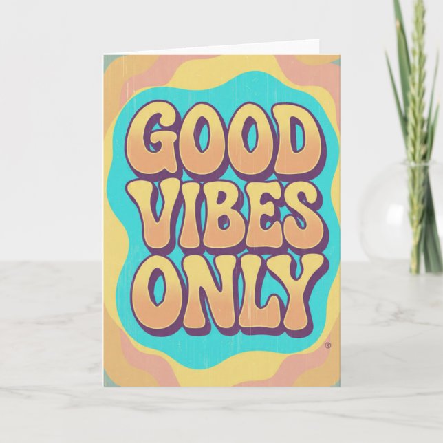 Nur gute Vibes im Retro-Groovy-Stil Karte (Vorderseite)