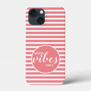 Nur gute Vibes Motivationszitat rosa Streifen Case-Mate iPhone Hülle