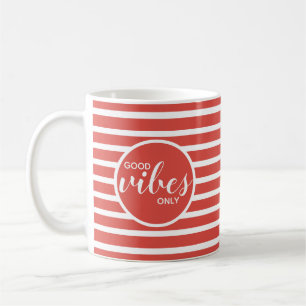 Nur gute Vibes Motivationszitat Rot Kaffeetasse