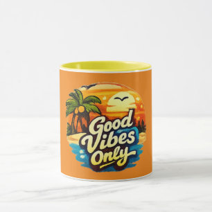 Nur gute Vibes Positives Zitat-Grafik Tasse
