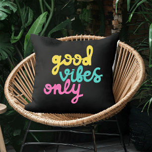 Nur gute Vibes   Positivität Groovy farbiges Schwa Kissen