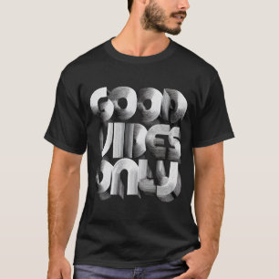 Nur gute Vibes – Retro-3D-Linientypografie T-Shirt