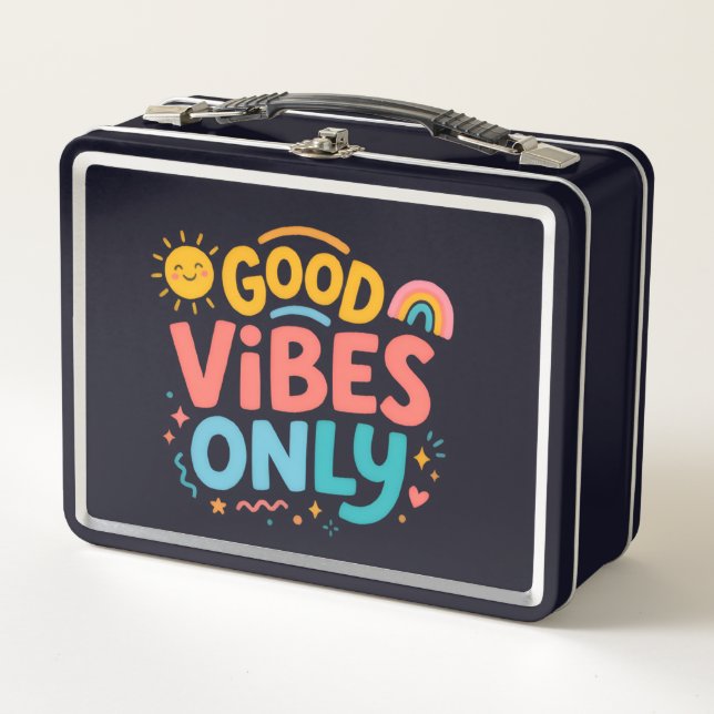 Nur gute Vibes Retro bunte Lunchbox (Vorderseite)