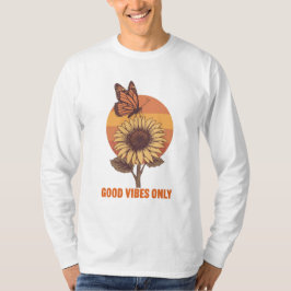 Nur gute Vibes – Retro Schmetterling & Sonnenblume T-Shirt