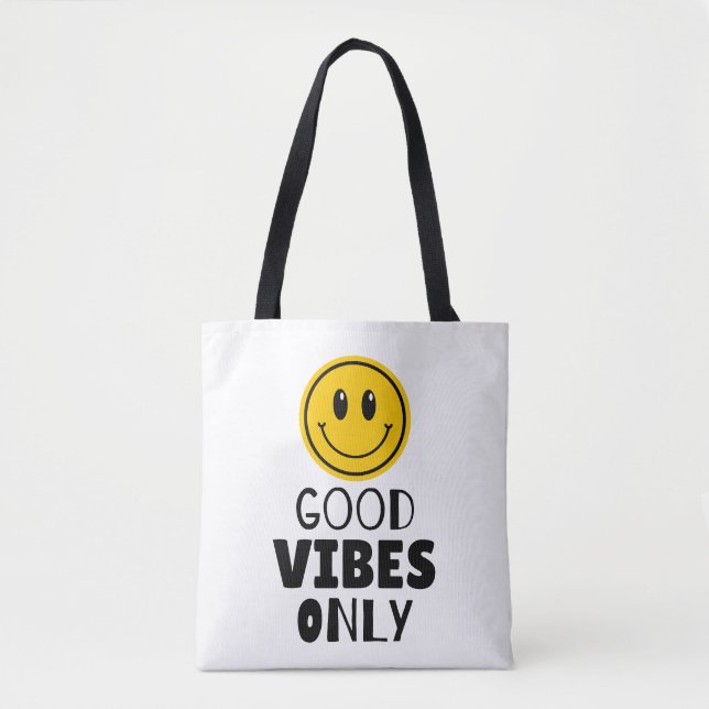 'Nur gute Vibes' Retro Smiley Gesicht  Tasche (Vorderseite)