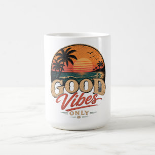 Nur gute Vibes Retro-Sonnenuntergangs-Design Kaffeetasse