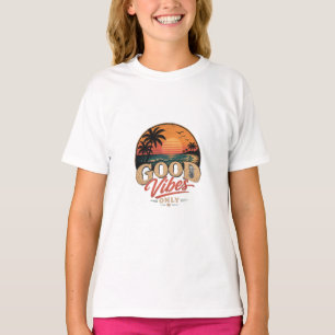 Nur gute Vibes Retro-Sonnenuntergangs-Design T-Shirt