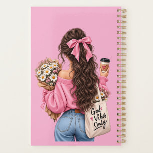 Nur gute Vibes Rosa Mädchen Spiral-Planer Planer