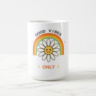 Nur gute Vibes Süße Retro 70er Gänseblümchen Regen Kaffeetasse