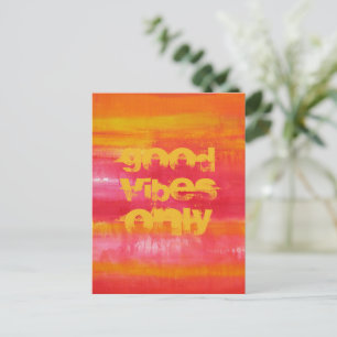 "Nur gute Vibes" Zitat Pink Rot Gelb Abstract Postkarte
