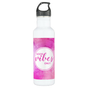 Nur gute Vibes Zitat Rosa Wasserfarbe Abstract Edelstahlflasche