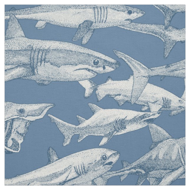 nur Haie Kobalt Denim Stoff (Muster)