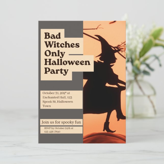 Nur Halloween-Party für schlechte Hexen Einladung (Stehend Vorderseite)