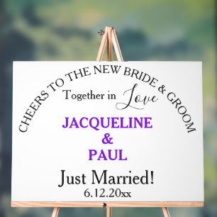 Nur heiraten Braut und Groom Violet Namen White Acrylschild