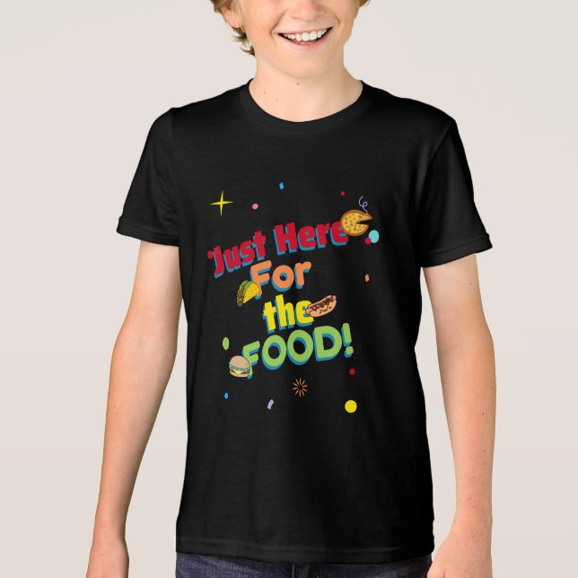 Nur hier für das LEBENSMITTEL! humorvoll Tri-Blend Shirt (Vorderseite)