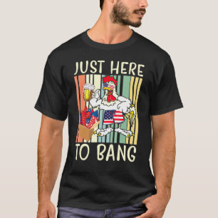 Nur hier, um die US-Flagge Hähnchen Feuerwerk Bier T-Shirt