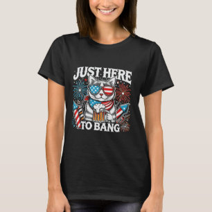 Nur Hier Um Katzenliebhaber US-Flagge Lustiges Bie T-Shirt