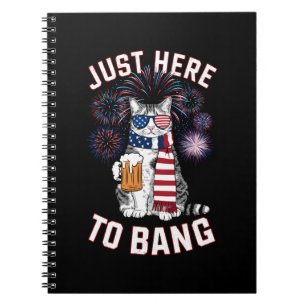 Nur hier, um USA-Flagge-Bier-Katzenliebhaber am 4. Notizblock