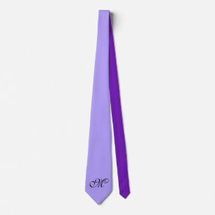 Nur Hintergrundfarbe - violett lila + Monogramm Krawatte