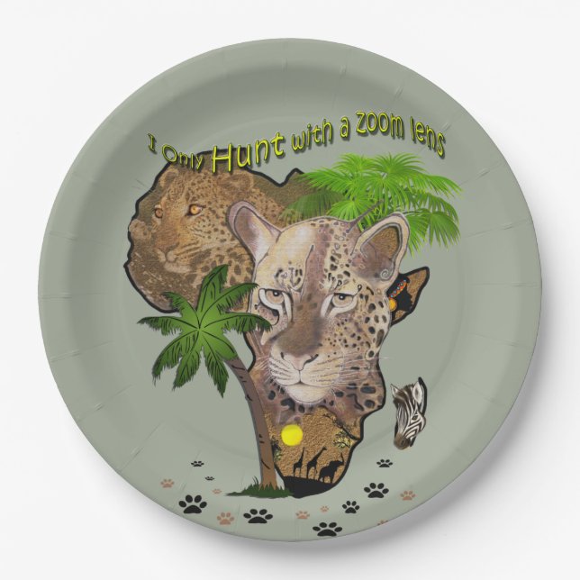 Nur Jagd mit Zoomobjektiv Pappteller (Vorderseite)