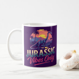 Nur Jurassic Vibes Dinosaur Retro Sonnenuntergang Kaffeetasse