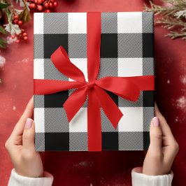 Nur Karierte Weihnachten in Weiß und Schwarz Buffa Geschenkpapier Set