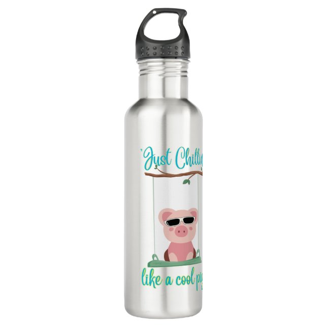 Nur Kühlung - Zitat von Schweinen Edelstahlflasche (Vorderseite)