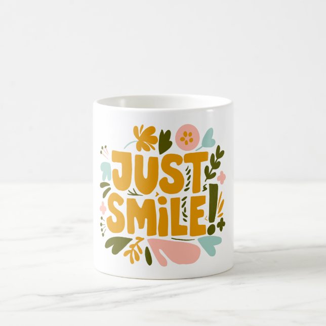Nur lächeln kaffeetasse (Mittel)