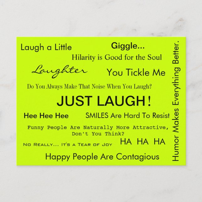 NUR LAUGH! Postkarte bis April McCallum (Vorderseite)