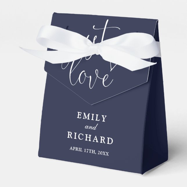 Nur Liebe Elegante Moderne Hochzeit der Navy Geschenkschachtel (Vorderseite)