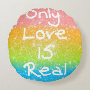 Nur Liebe ist echt Pastell Regenbogen Rund Kissen