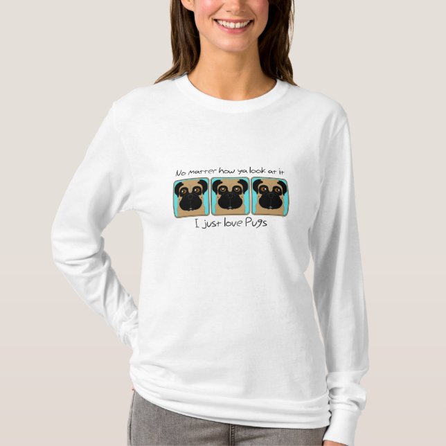 Nur Liebe Möpsen Zitat und lustige Möpsen schauen  T-Shirt (Vorderseite)