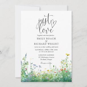 nur Liebes Schrift Wildblumen Florale Hochzeit Einladung