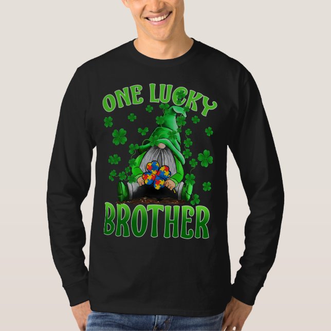 Nur Lucky Brother Gnomes Autism St Patrick's Day T-Shirt (Vorderseite)