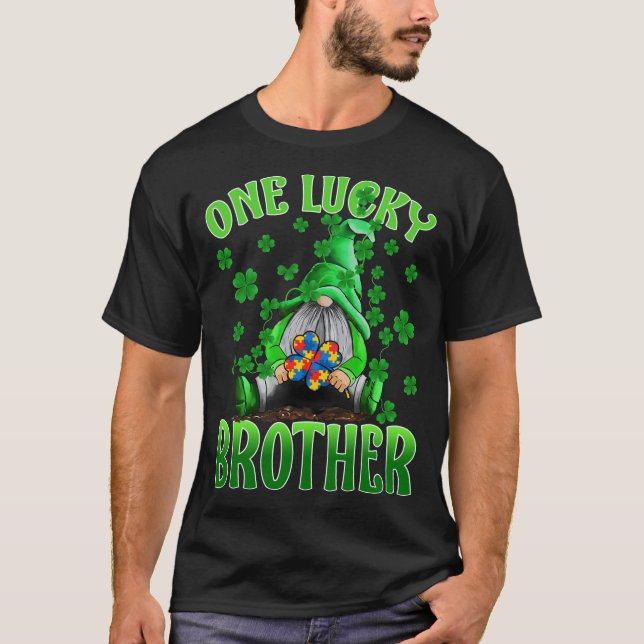 Nur Lucky Brother Gnomes Autism St Patrick's Day T-Shirt (Vorderseite)