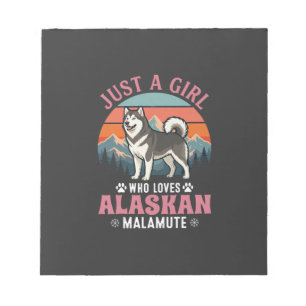 Nur Mädchen Alaskan Malamute Hund Retro Sonnenunte Notizblock